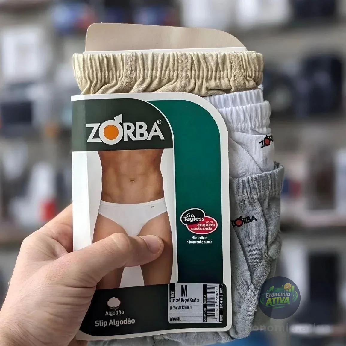 Kit Com 10 Cuecas Slip 100% Algodão Zorba Lisa Denim M