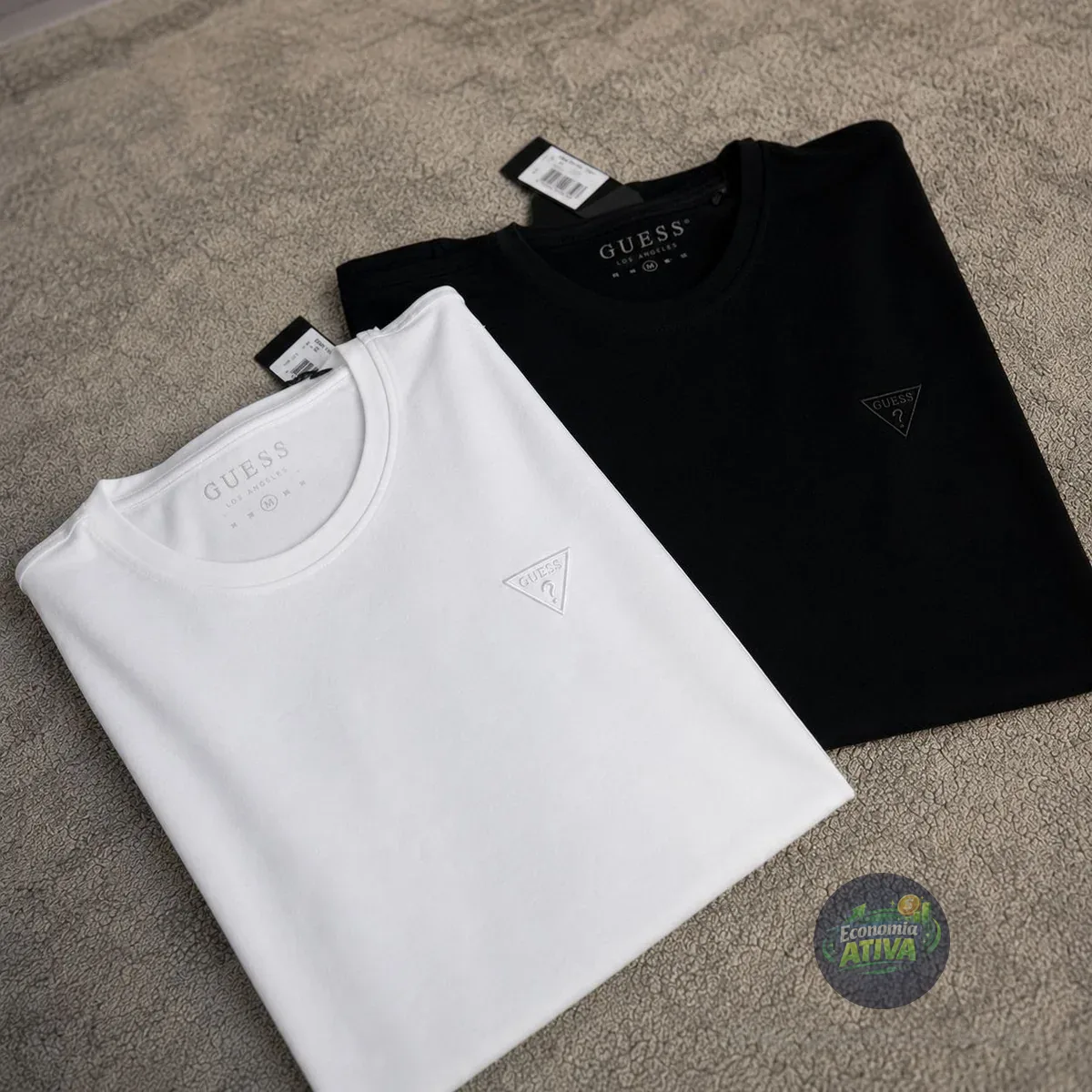 Kit Camisetas Guess Masculina Bordado Peito Preta/branca Preta/branca M/m