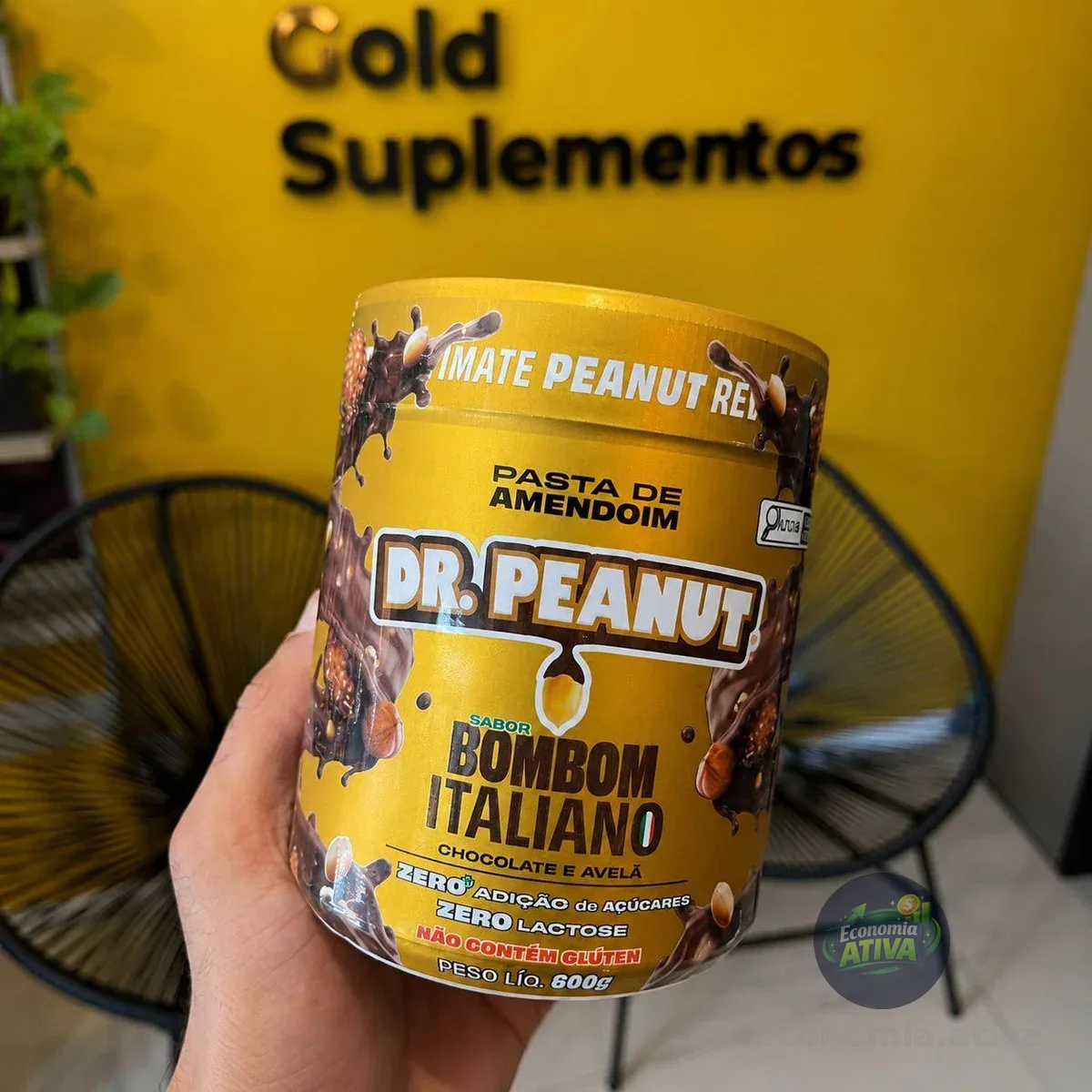 Pasta de Amendoim DR. Peanut Bombom Italiano 600G - Com Whey Protein