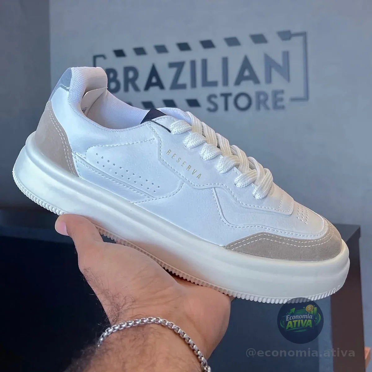 Tênis Reserva Troy Branco+Bege