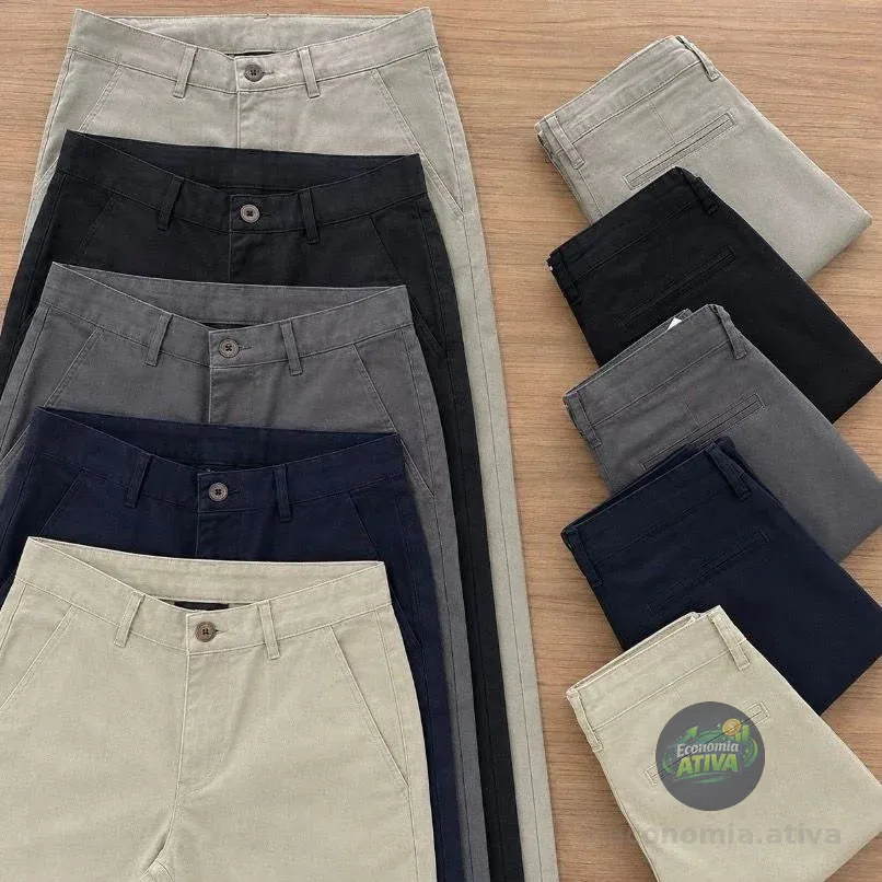 Kit 3 Calças Sarja Alfaitaria Esporte Fino