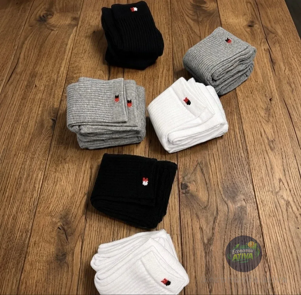 Kit 15 Pares Meias Sport Algodão Cano Médio Sandrini Confort Sortidos 39-43