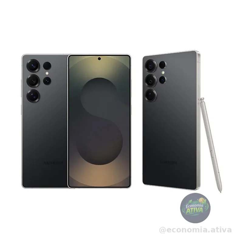 Celular Samsung Galaxy S25 Ultra 5G, 256GB, 12GB RAM, Câmera Quádrupla de 200+50+10+50, Tela Grande de 6.9", Titânio Preto