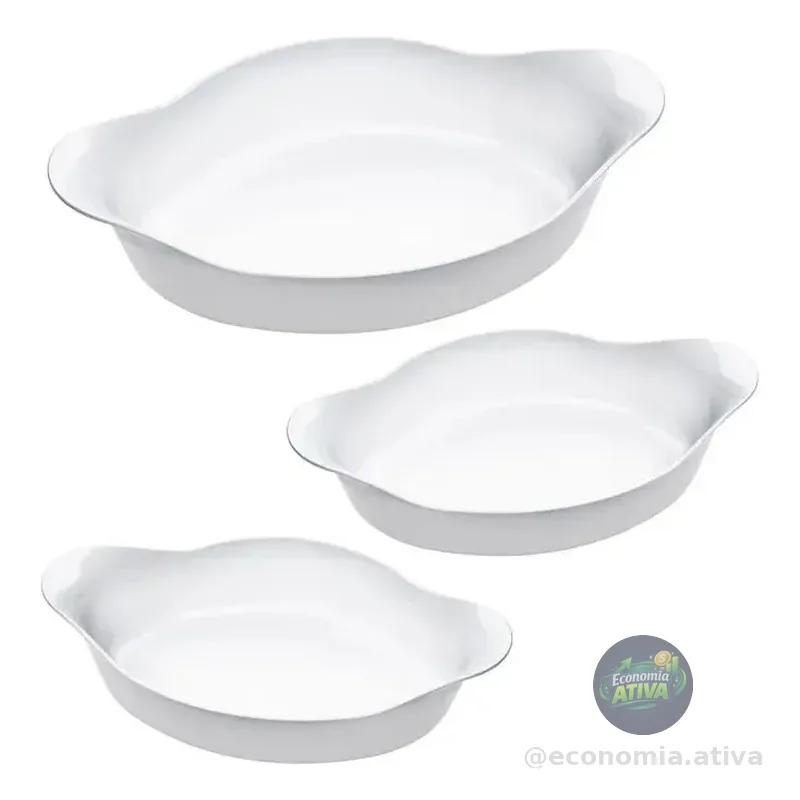 Marinex Conjunto De Assadeiras Oval Opaline 3 Peças Branco