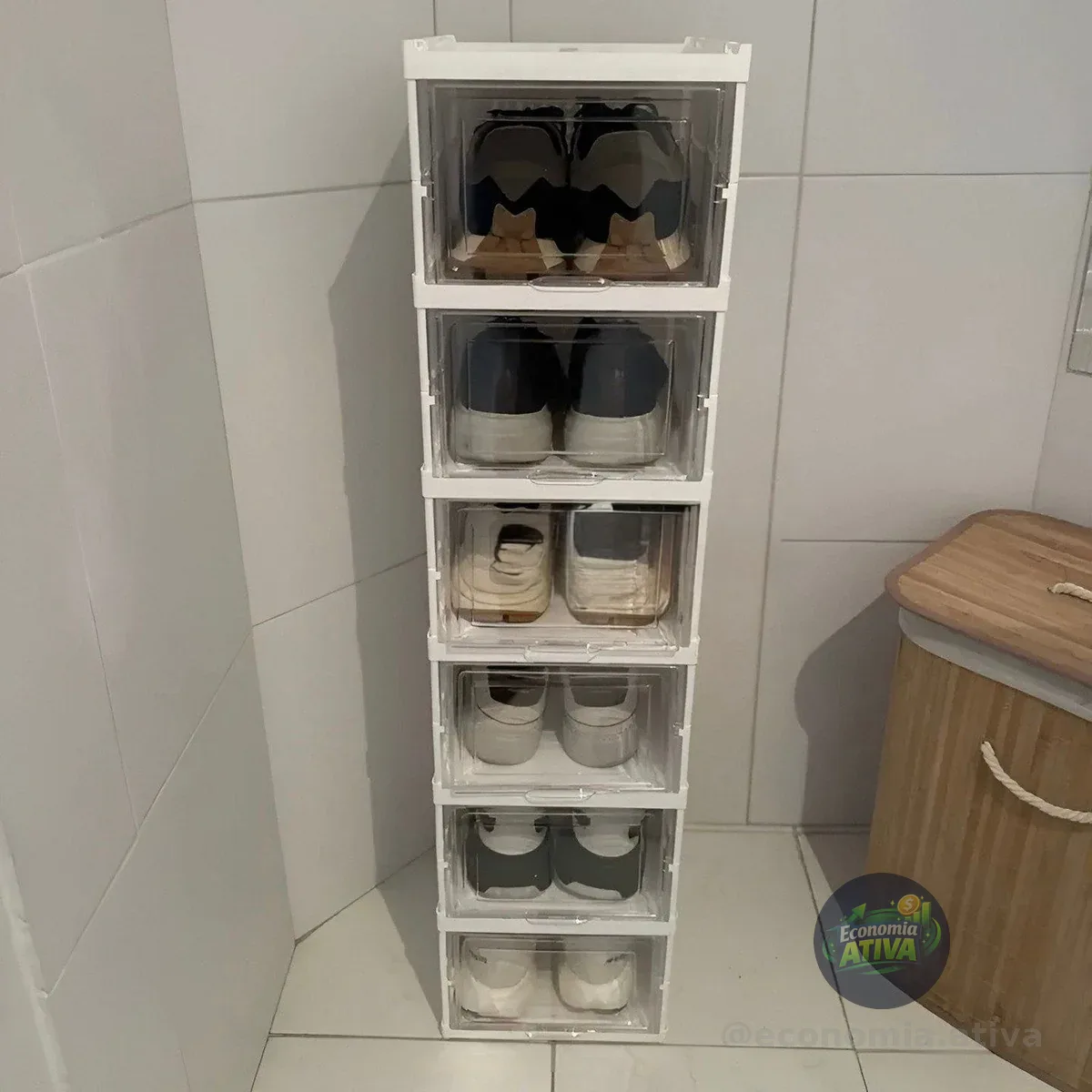 Organizador Caixas Sapatos Dobrável 6 Andares Luxo