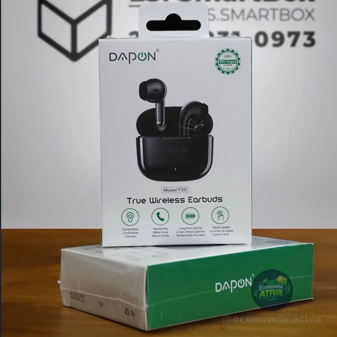 Fone De Ouvido Dapon F25 Touch Sem Fio Com Microfone