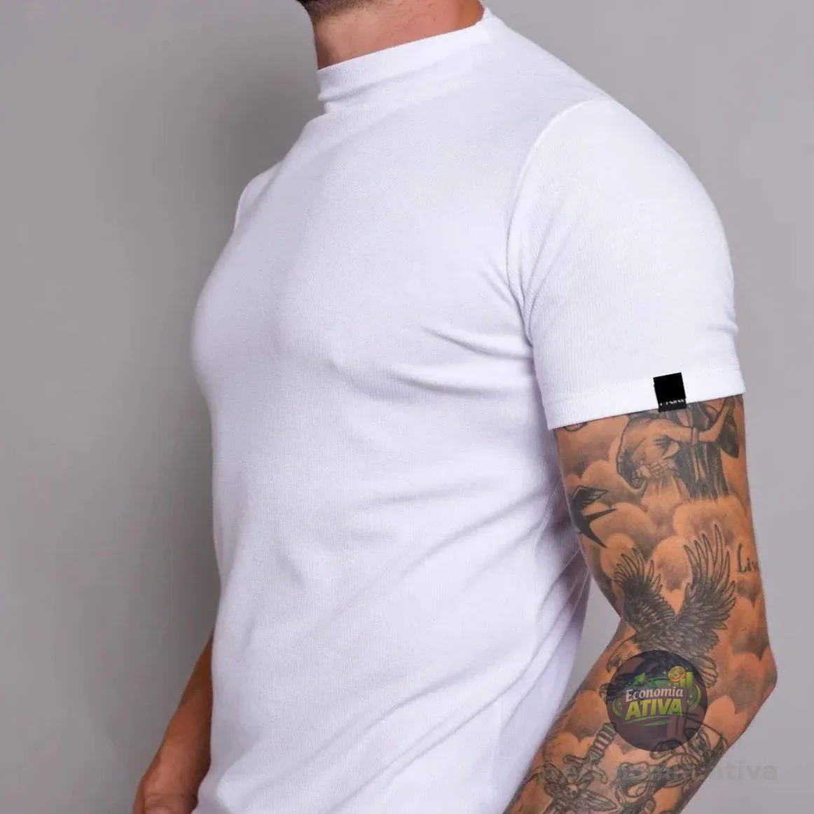 Camisa Canelada Meia Gola Alta Slim