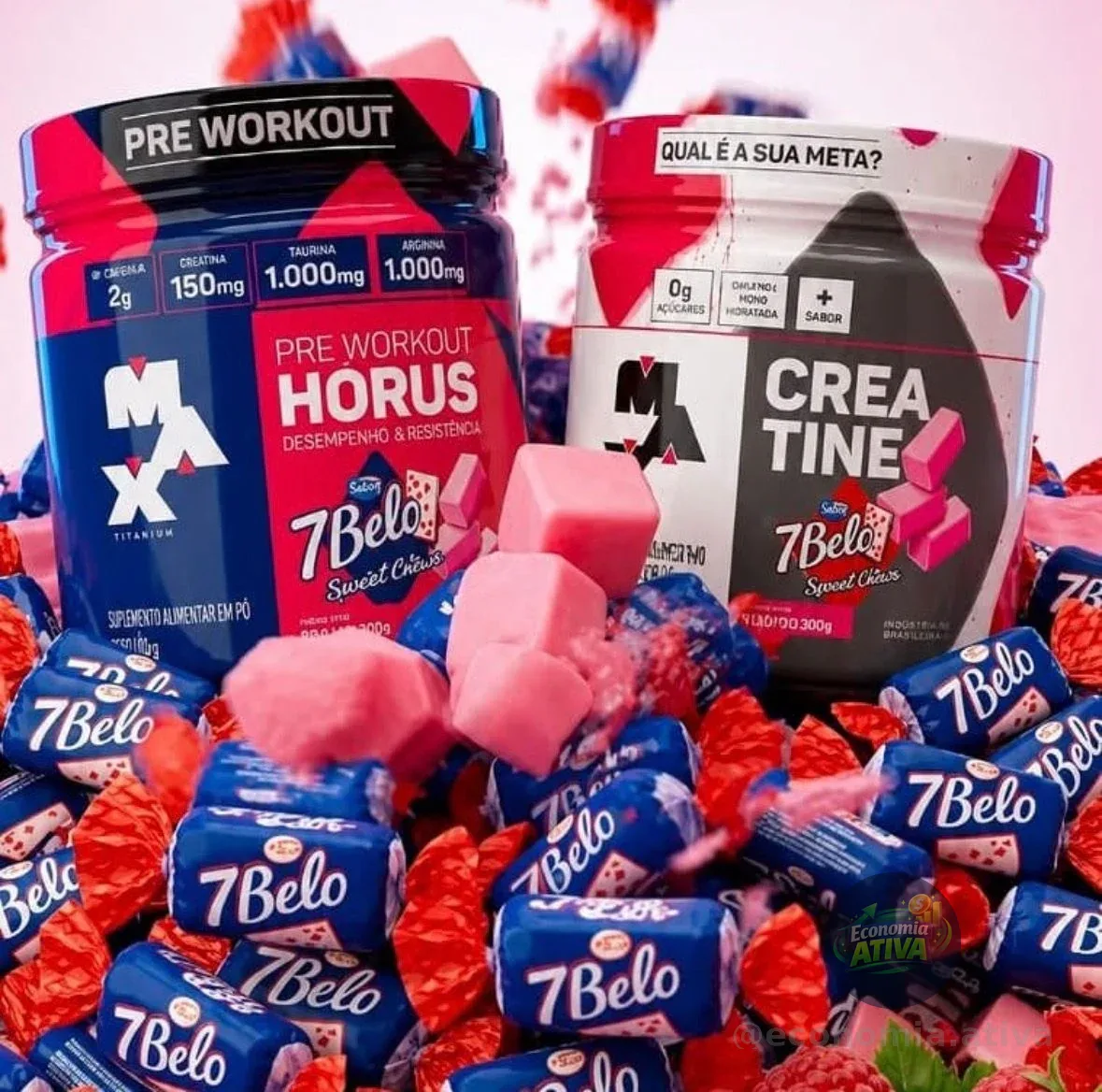 Kit Pré Treino Hórus 7 Belo + Creatina 7 Belo Max Titanium 300g Framboesa