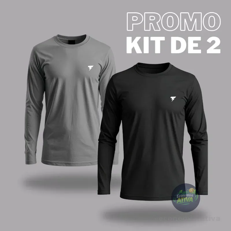 KIT c/2 Camiseta Térmica com Proteção UV Segunda Pele Academia Corrida