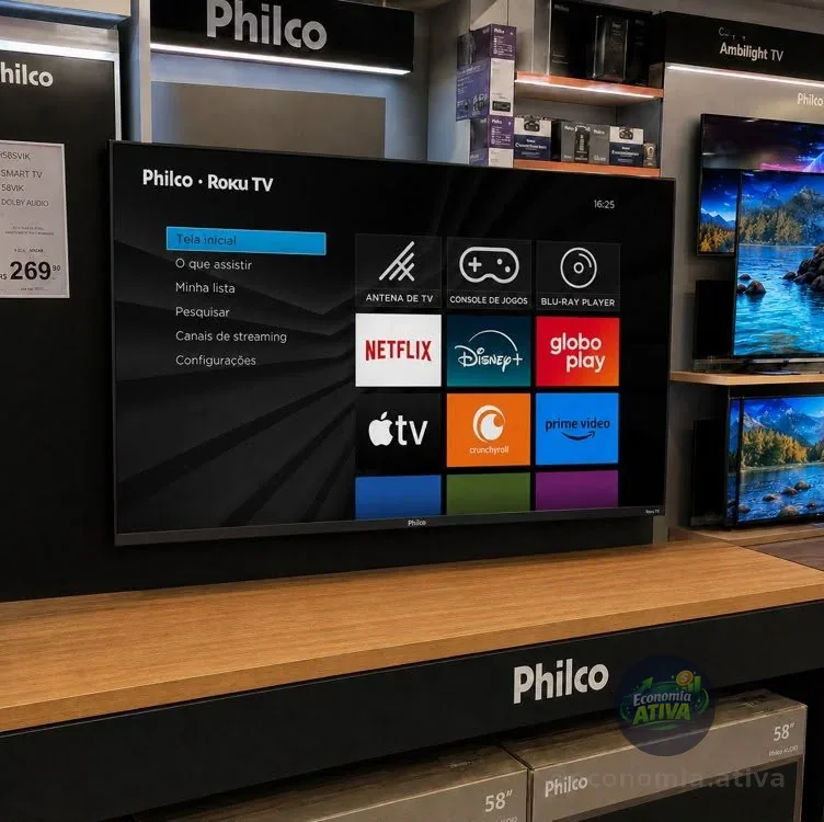 Smart TV 39" Philco Full HD Roku TV Dolby Audio P39CRA
