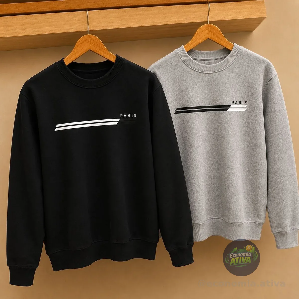 Kit 2 Moletom Gola Redonda Paris