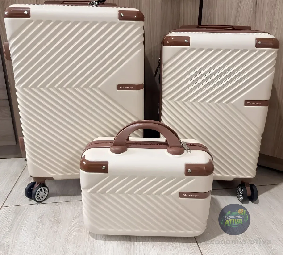 Kit Mala De Viagem • 1 Frasqueira • ⁠1 Mala de Bordo 10kg • ⁠1 Mala 23kg