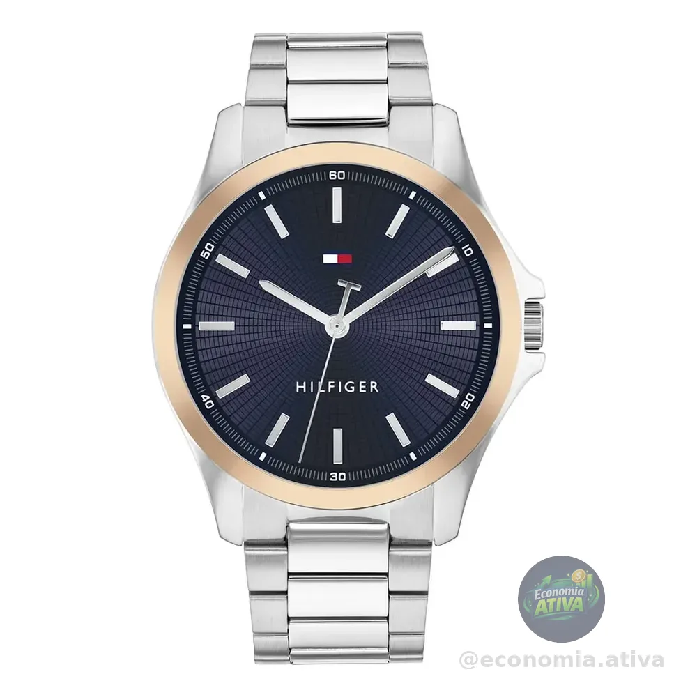 Relógio Tommy Hilfiger Masculino Aço Prateado 1710673 Prateado Azul