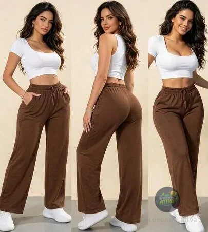 Calça Feminina Lanzinha pantalona Moda Inverno