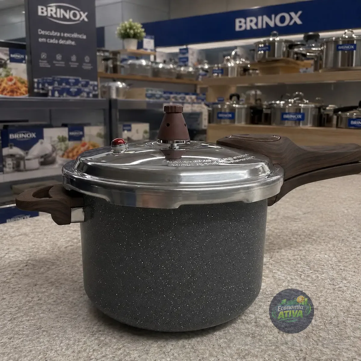 Panela De Pressão Brinox Ceramic Life Granito 4,2l Indução Granito