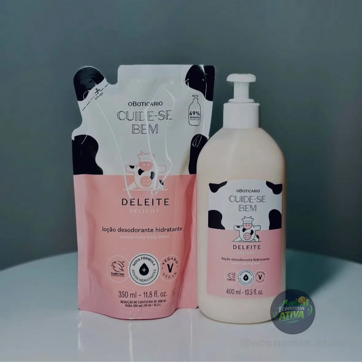 Combo Cuide-se Bem Deleite • Loção Corporal 400ml • ⁠Refil 350ml