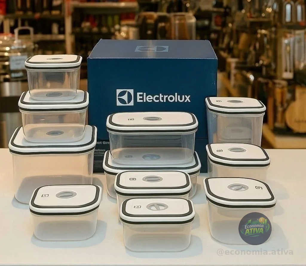 Kit com 12 Potes Herméticos de Plástico Electrolux