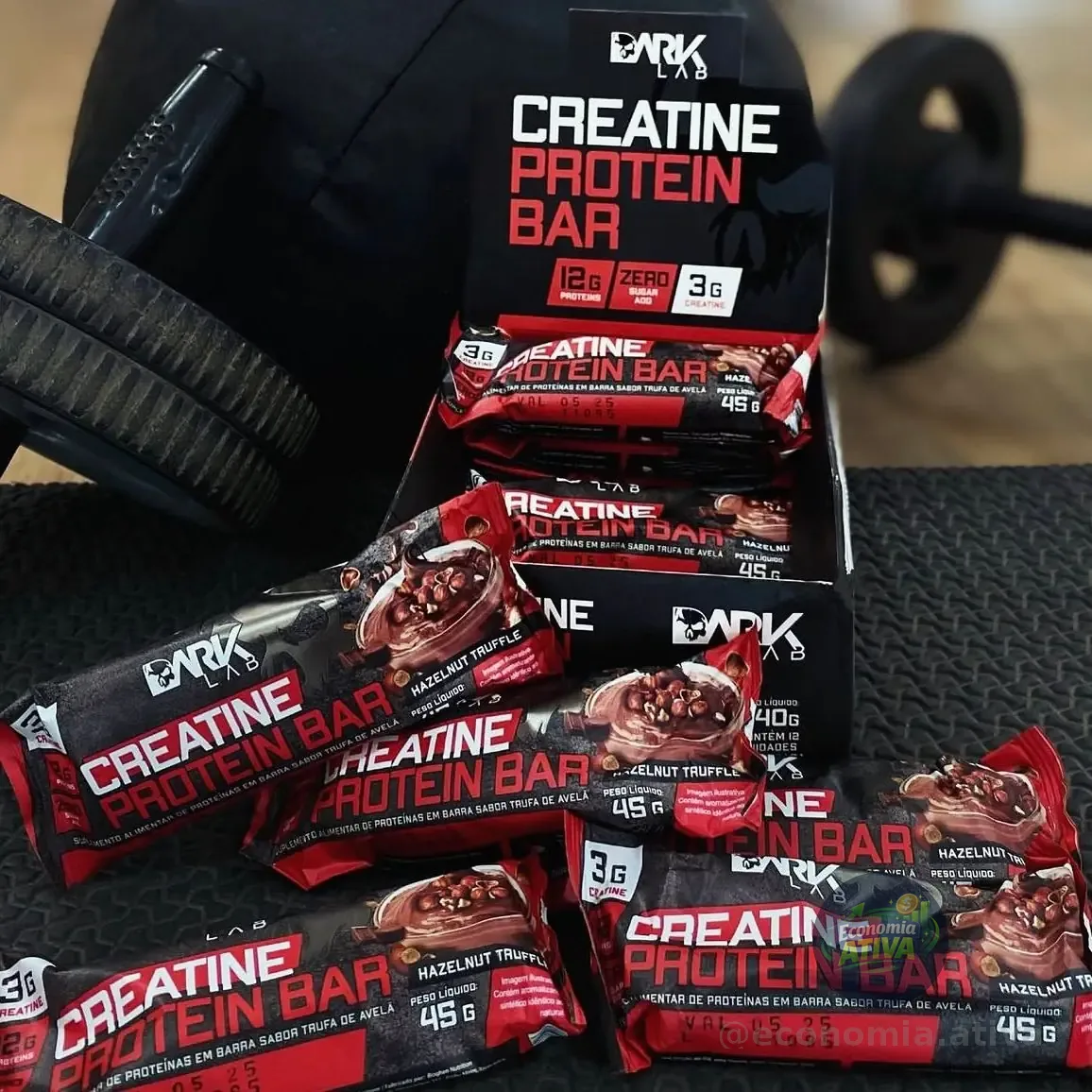 Creatine Protein Bar 12 Un 45g Dark Lab Frutas Vermelhas