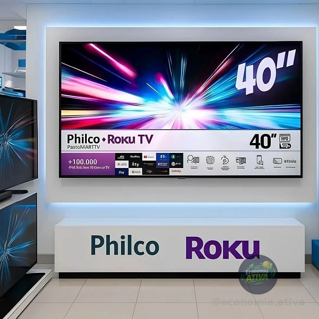 Smart TV 40" Philco Roku TV HDR10 Dolby Áudio