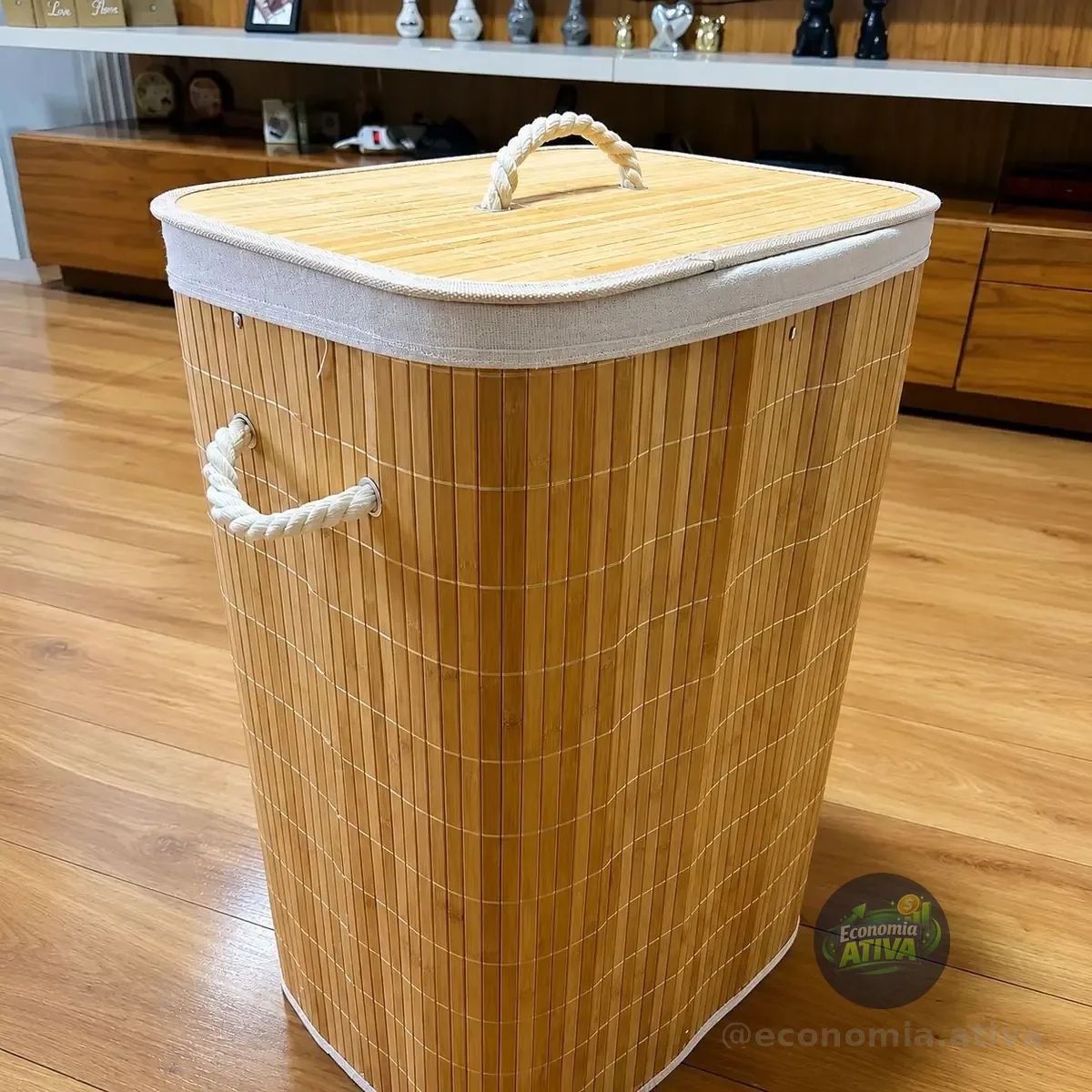 Cesto Organizador De Roupa Bambu 72L