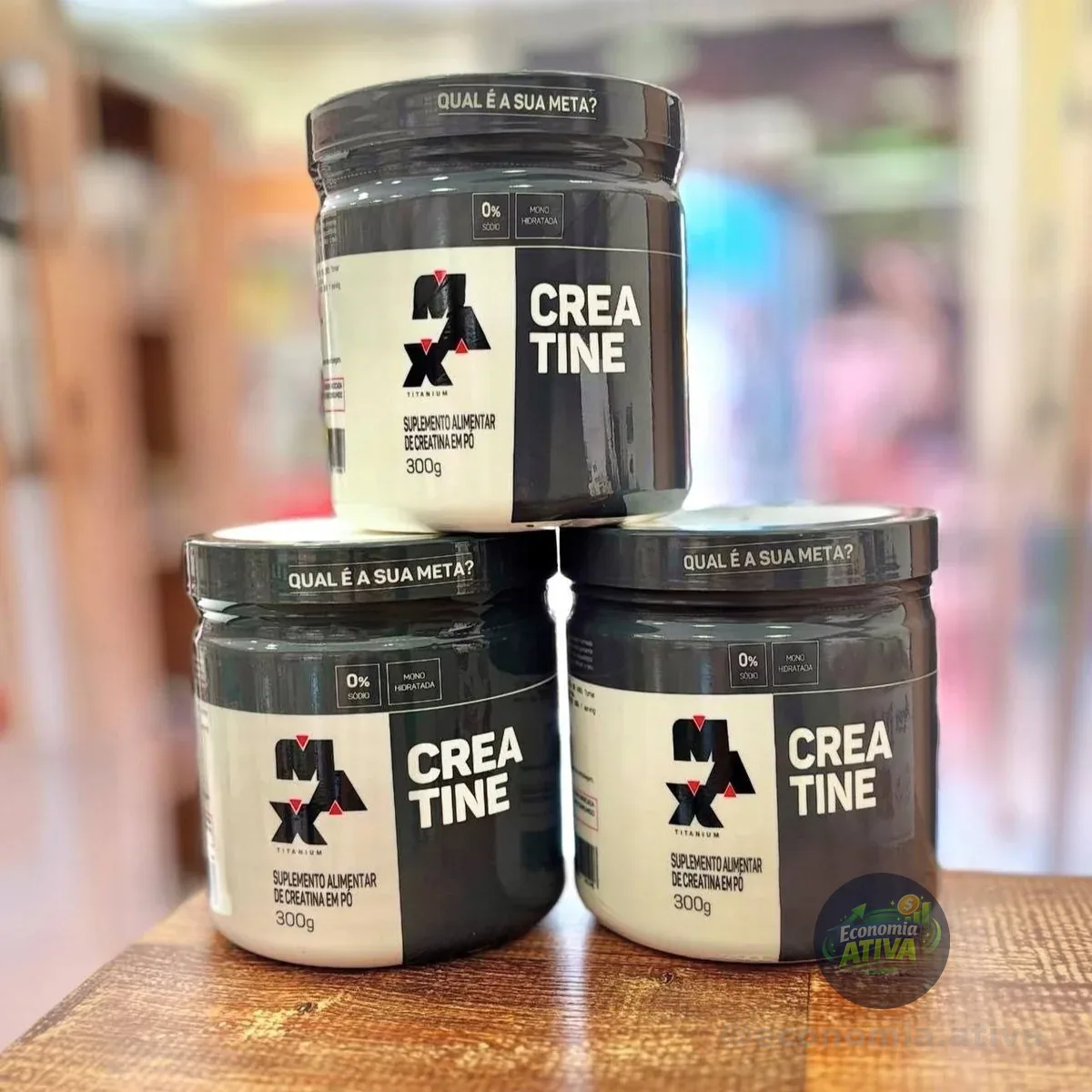 Kit 2x Creatina 300g Creatina Monohidratada Max Titanium Sem Sabor Alta Pureza