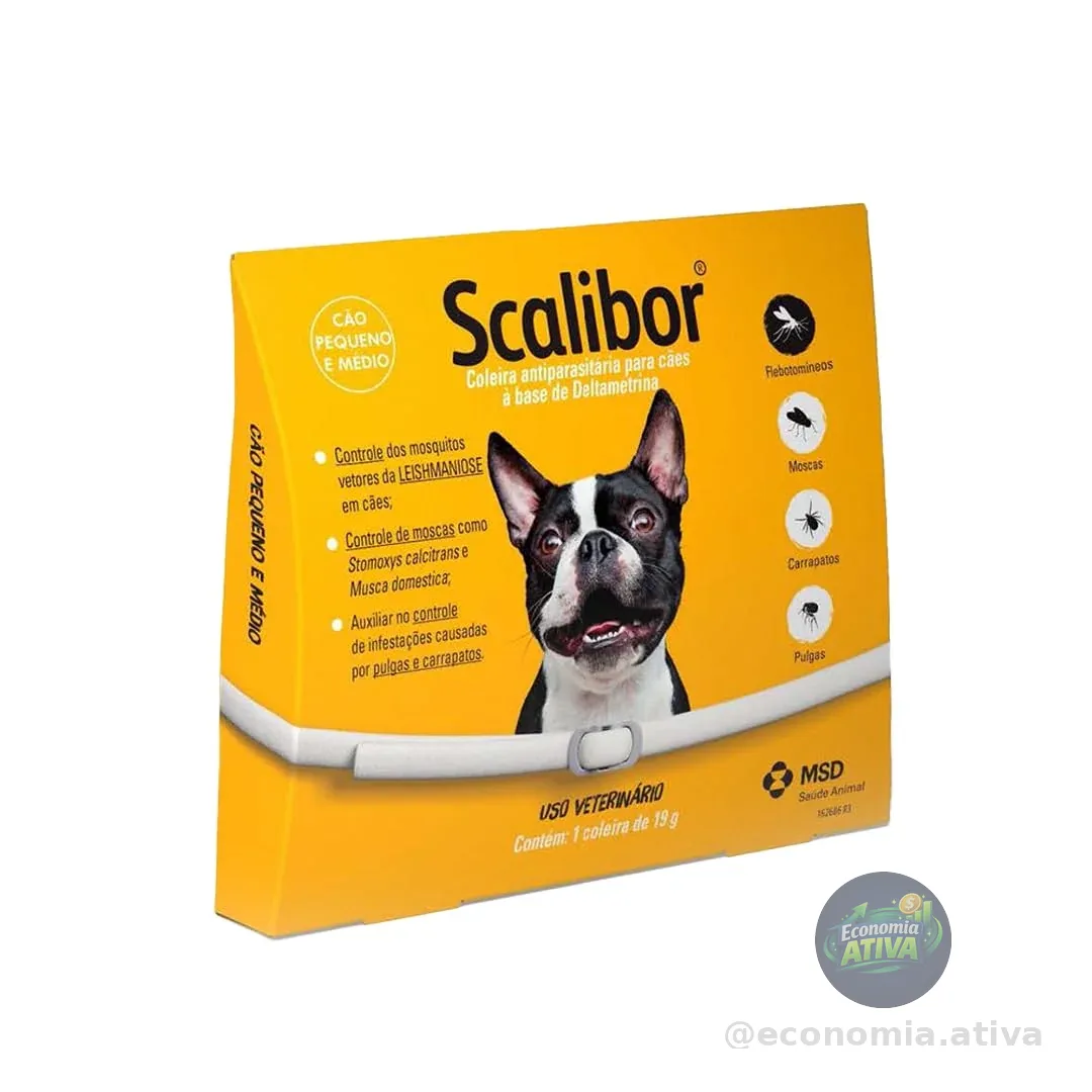 Scalibor® 19g - Coleira Antiparasitária contra mosquitos vetores da Leishmaniose - Cães porte médio 48cm - MSD Saúde Animal