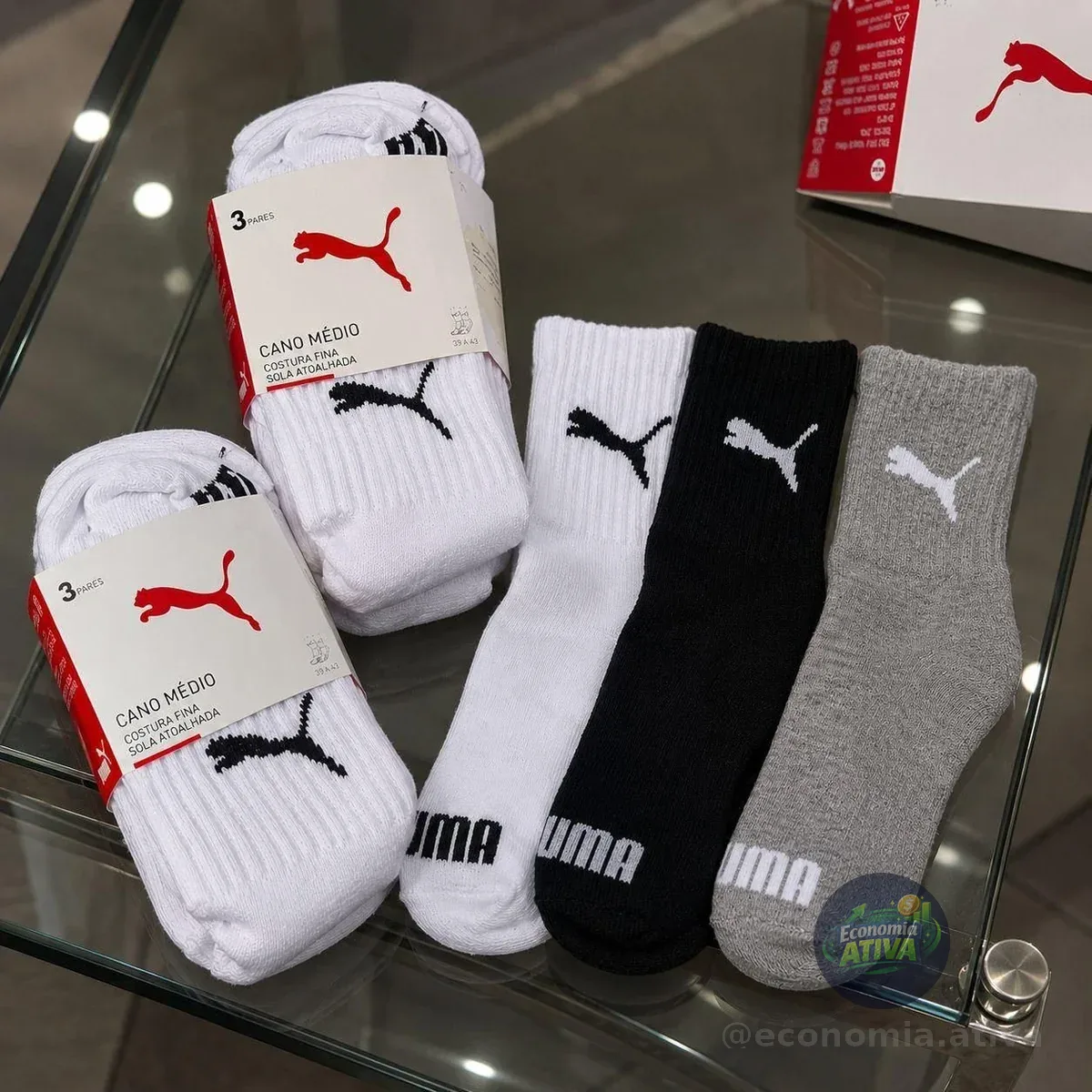 Kit 6 Pares Meias Puma Cano Médio