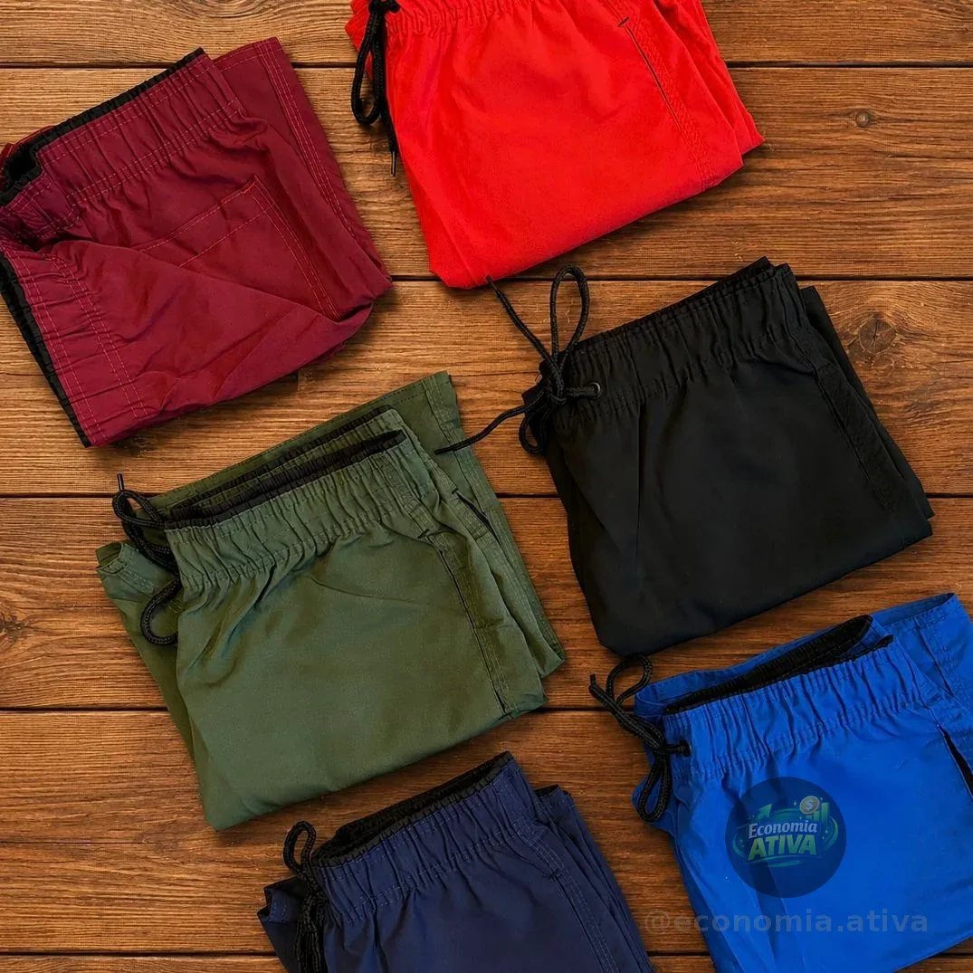 4 Short Tactel Masculino Bermuda Praia Casual Academia Bolso