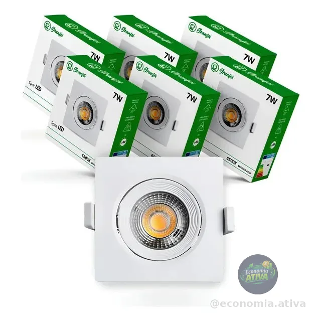 Kit 10 Spot Luminária 7w Qd Rd Frio 6500k Quente 3000k