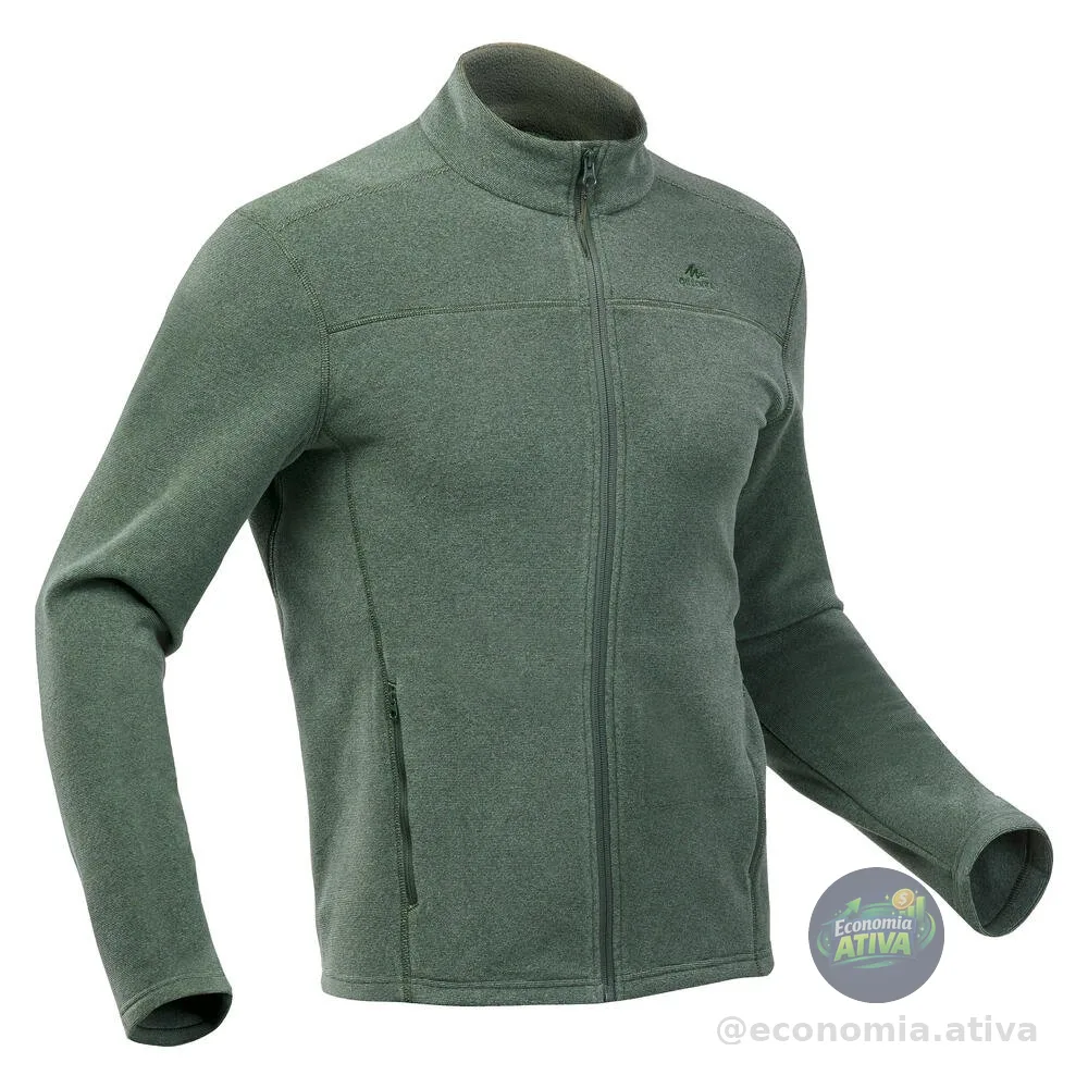 Blusa Fleece Masculina de Trilha Térmica MH100 Quechua Verde