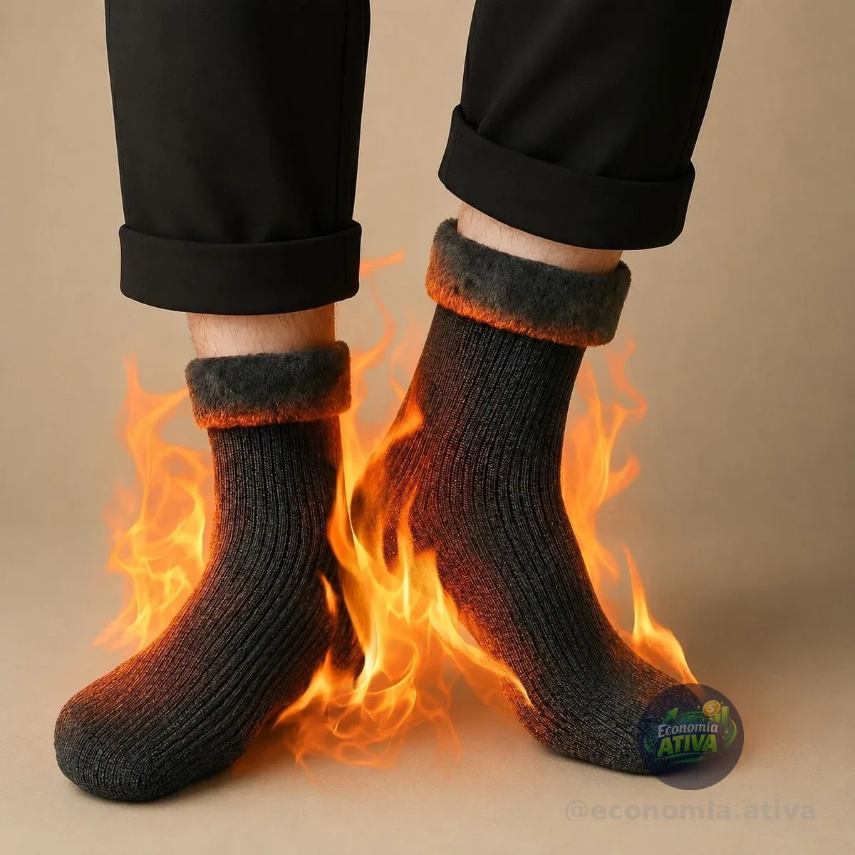 Kit 6 Pares Meia Térmica Grossa Quente Inverno Frio Forrada