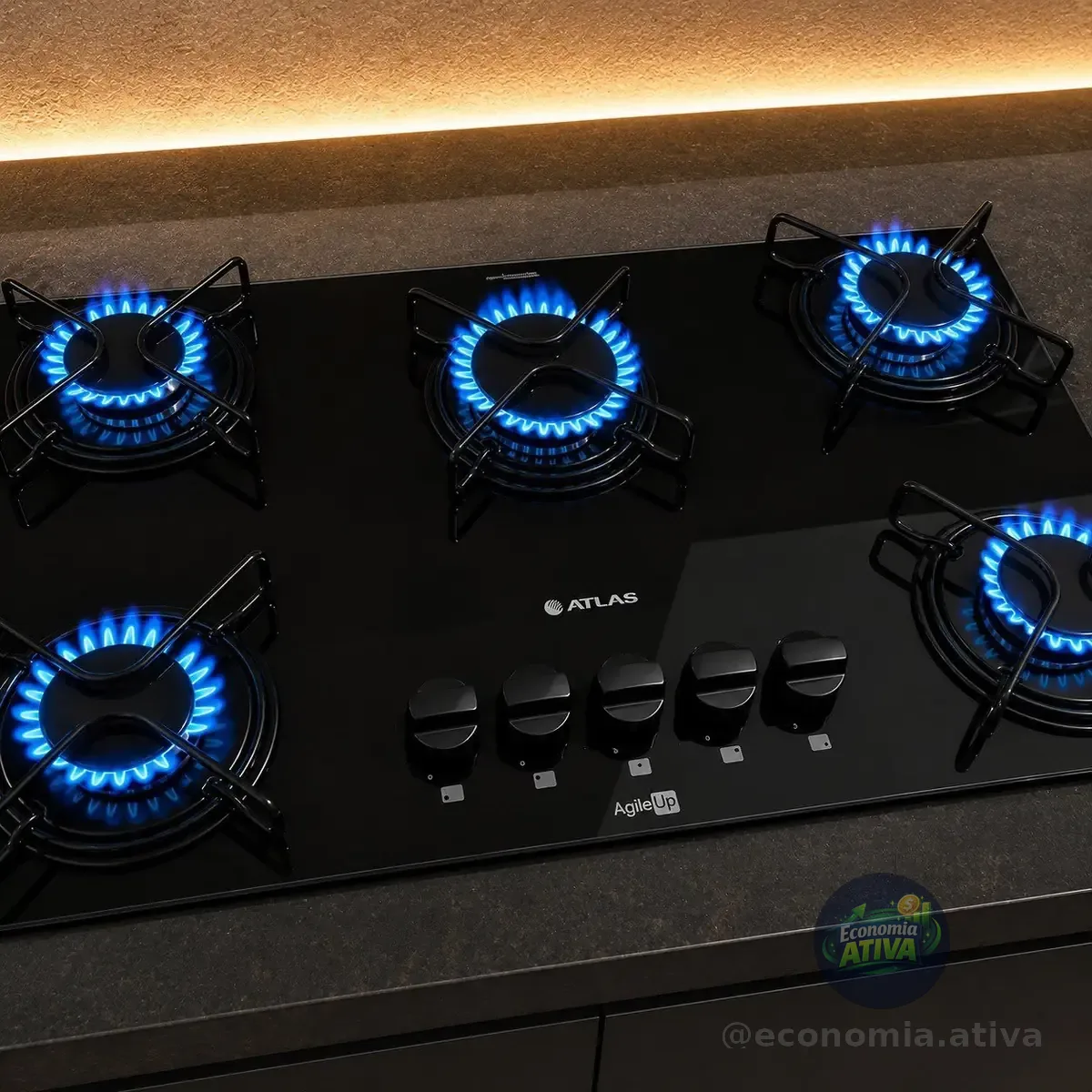 Cooktop 5 Bocas Mesa De Vidro Atlas