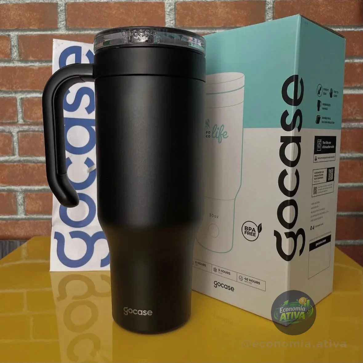 Copo Térmico Gocase 880ml Aço Inox Com Canudo E Tampa (4 cores)