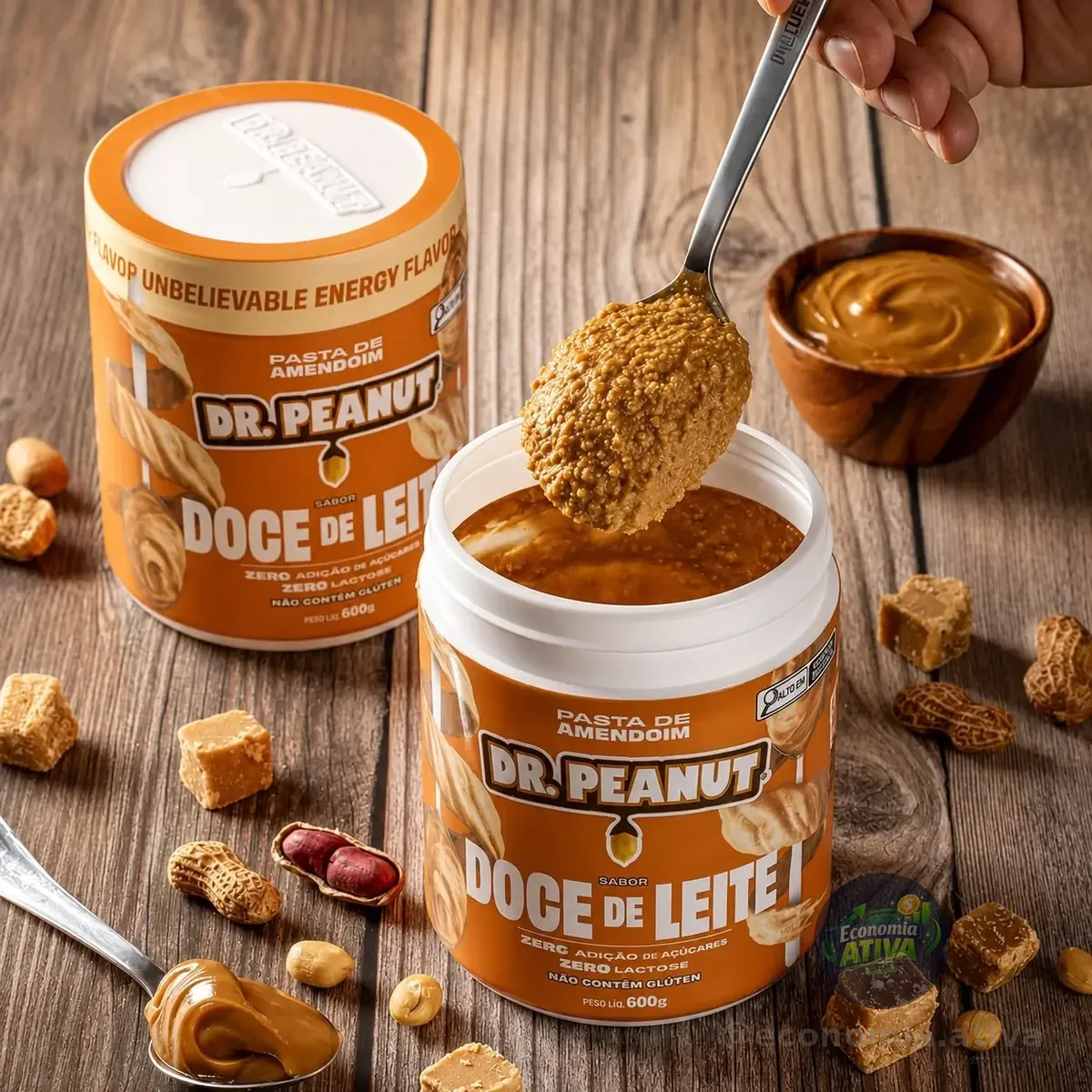 Pasta de Amendoim DR. Peanut Doce de Leite 600G - Com Whey Protein