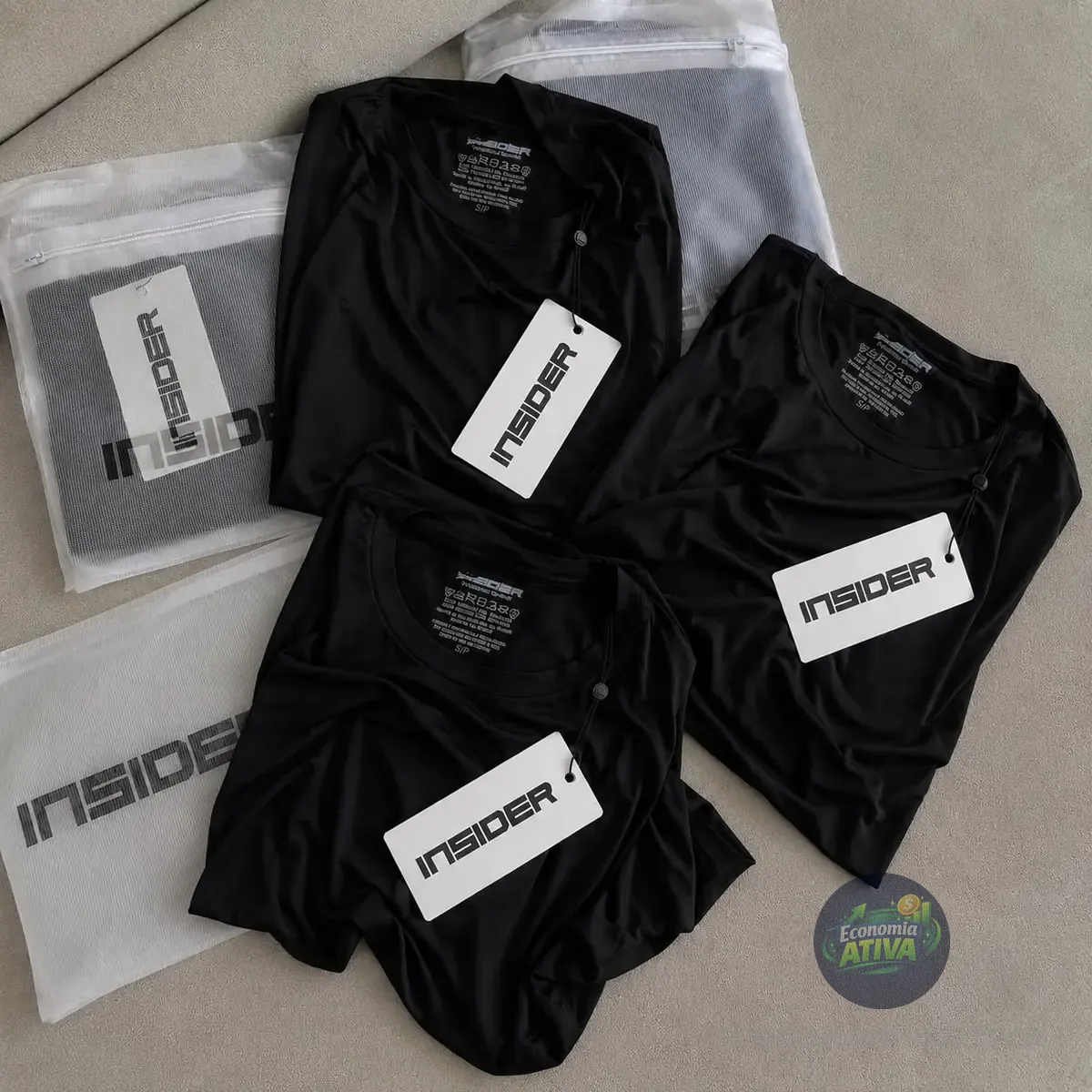 Kit 3 Camisetas  Light T-shirt Insider Preto M
