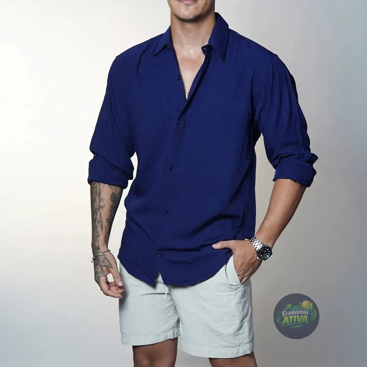 Camisa Linho Manga Longa Old Money
