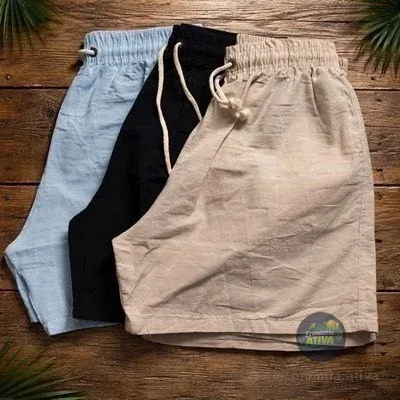 Kit 3 Shorts Linho Verão