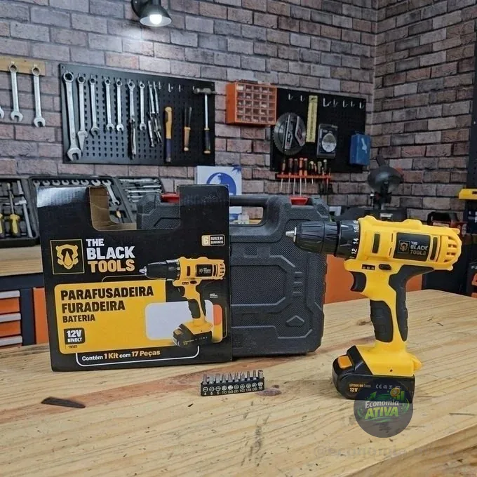 Furadeira Parafusadeira Com Maleta E Acessórios The Black Tools