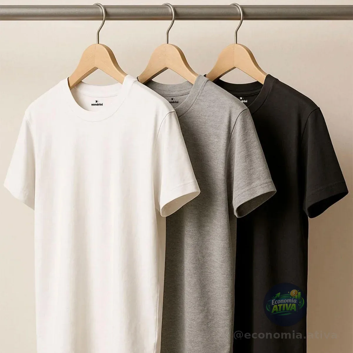 Kit 3 Camisetas Algodão Sandrini