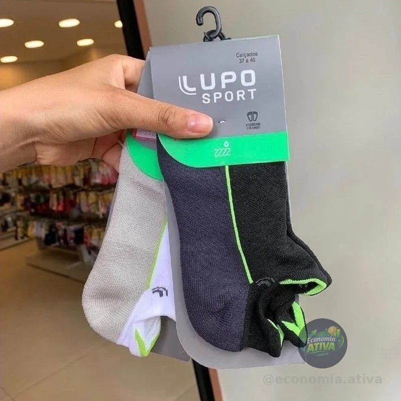 Kit 2 Meias Lupo Dry Fit Cano Médio Anti Bolha Poliamida