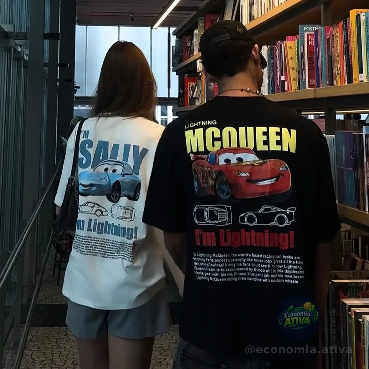 Kit Camiseta Casal Streetwear Carros Mcqueen + Sally