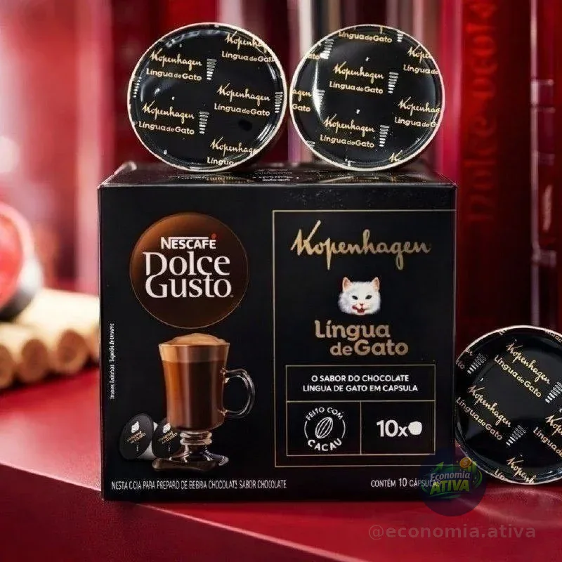 Kit com 10 Cápsulas Nescafé Dolce Gusto Kopenhagen Língua de Gato