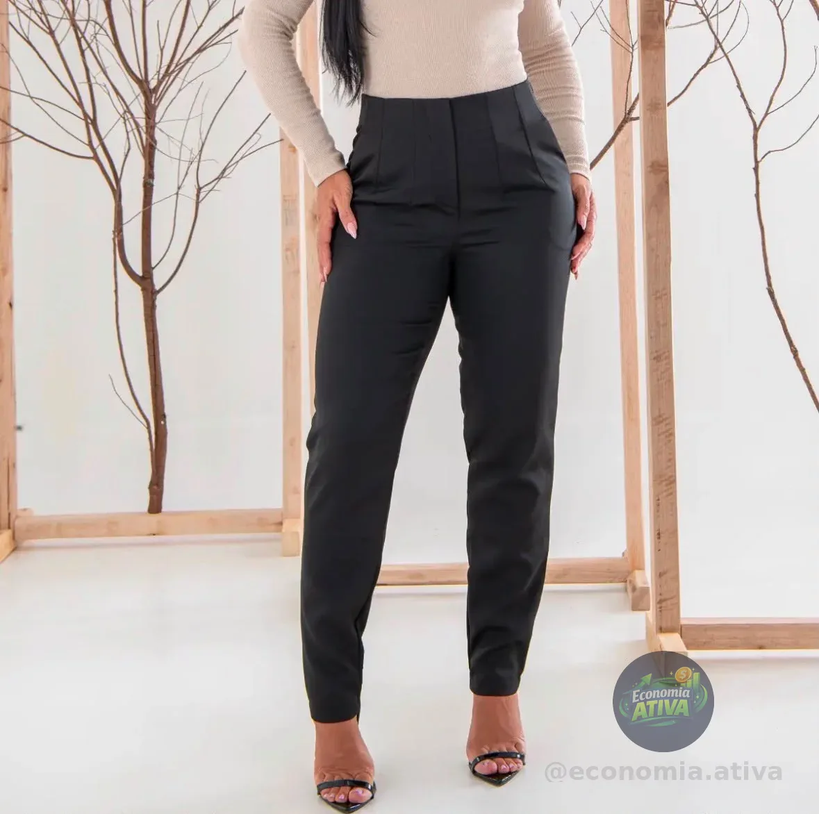 Calça Alfaiataria Cintura Alta Com Bolso