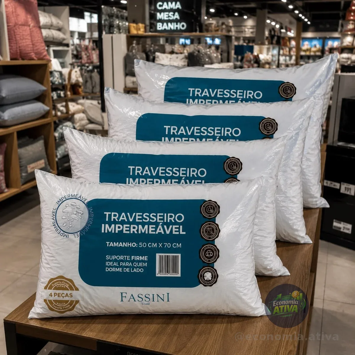 4 Travesseiros Antialérgico Impermeável