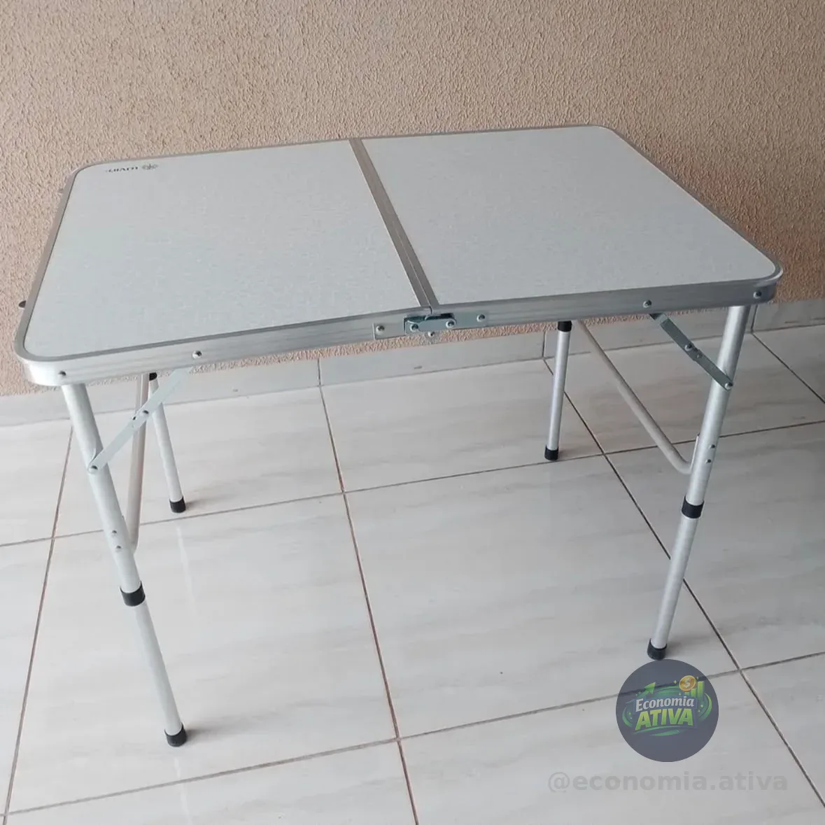 Mesa Dobrável Vira Maleta Alumínio Com Alça Portátil 90x60cm