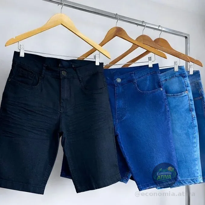 Kit 3 Bermudas Jeans Masculina Plus