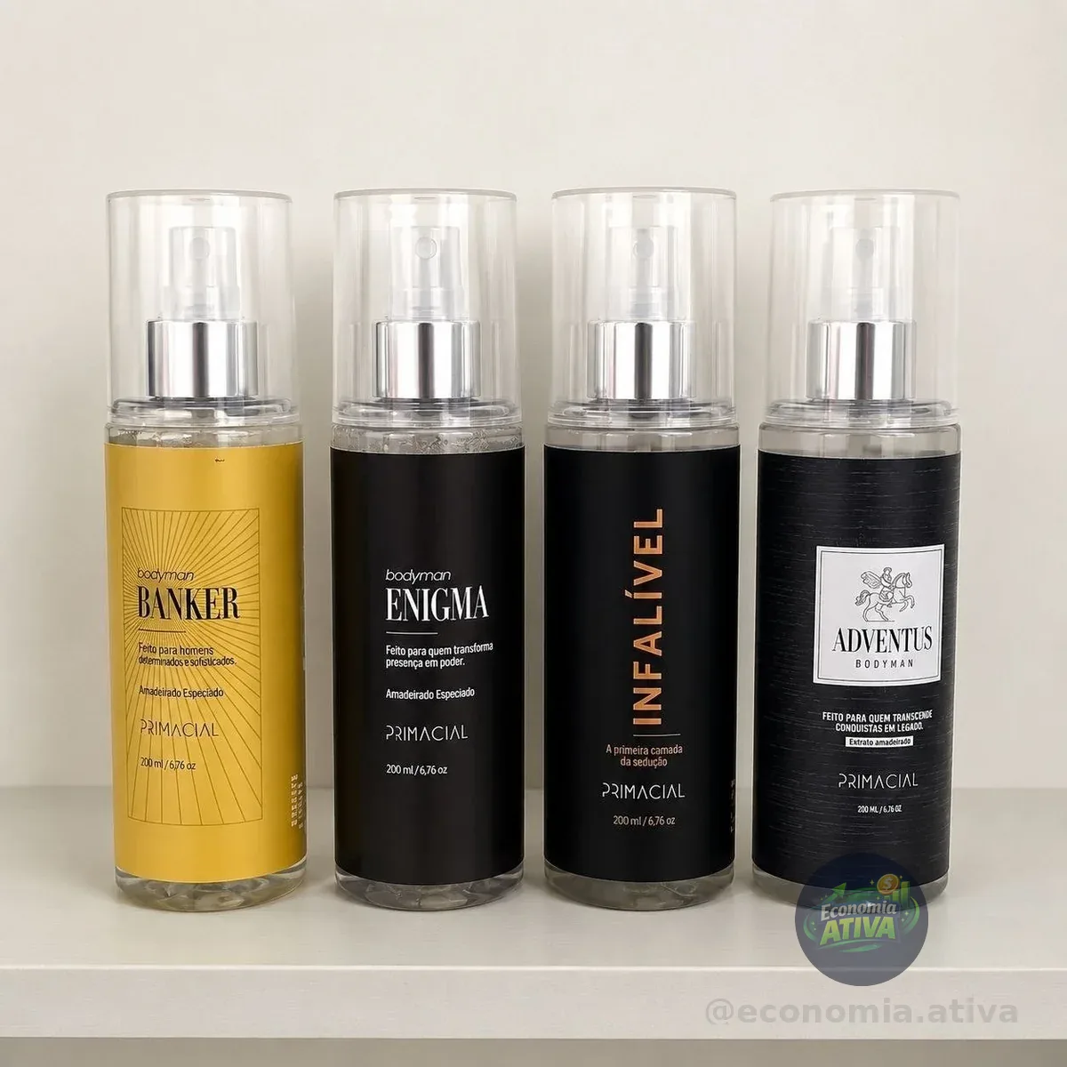 Kit Body Splash Primacial Infalivel + Enigma + Banker + Adventus 200ml
