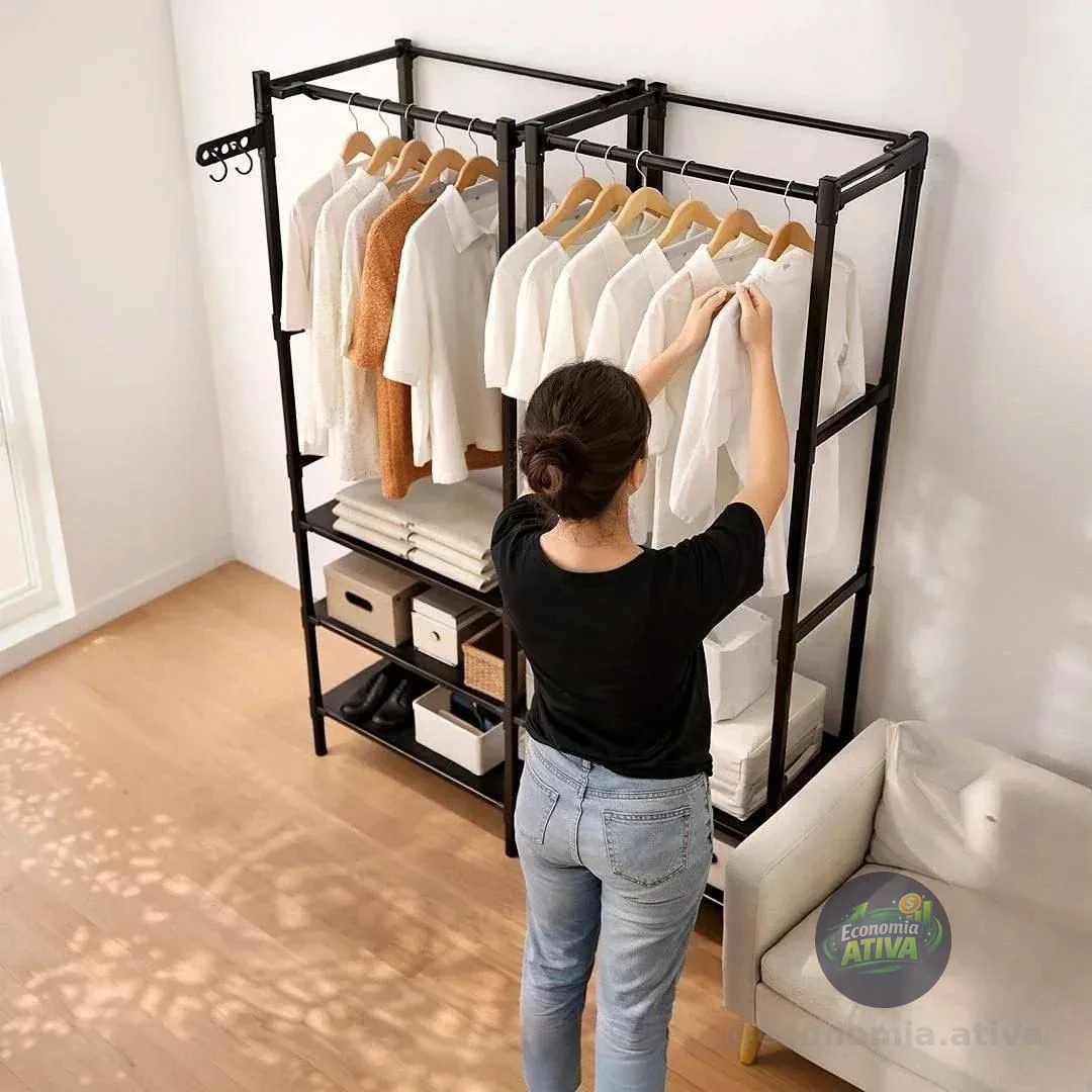 Closet Aberto Irsina 2 Divisórias Com 6 Prateleiras Aço Inox