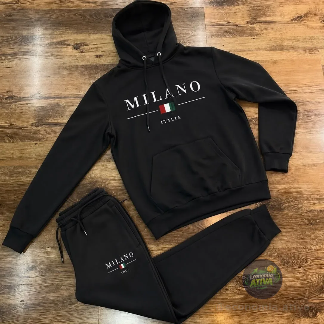 Conjunto Moletom Blusa Frio Calça Milanoitaly