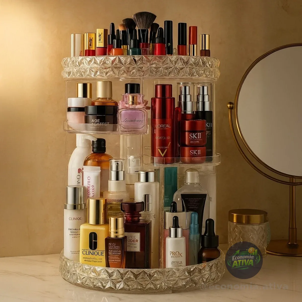 Organizador Cosméticos Acrílico Giratório Ajustável